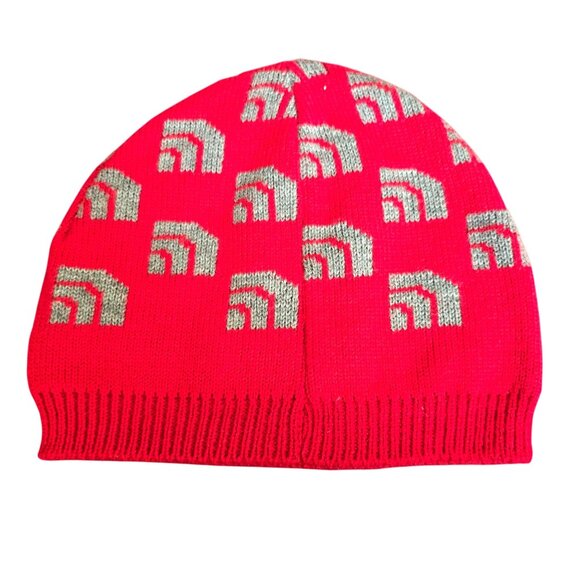 North Face Logo Hat Reversible Knit Beanie Red & Gray Adult Winter JJ3880 - Picture 2 of 5